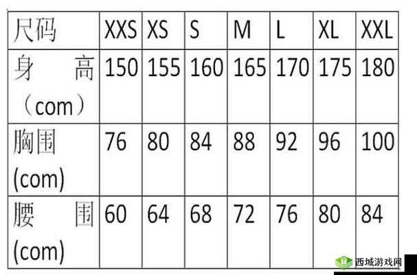 欧洲 M 码和亚洲 S 码的尺寸范围对比分析